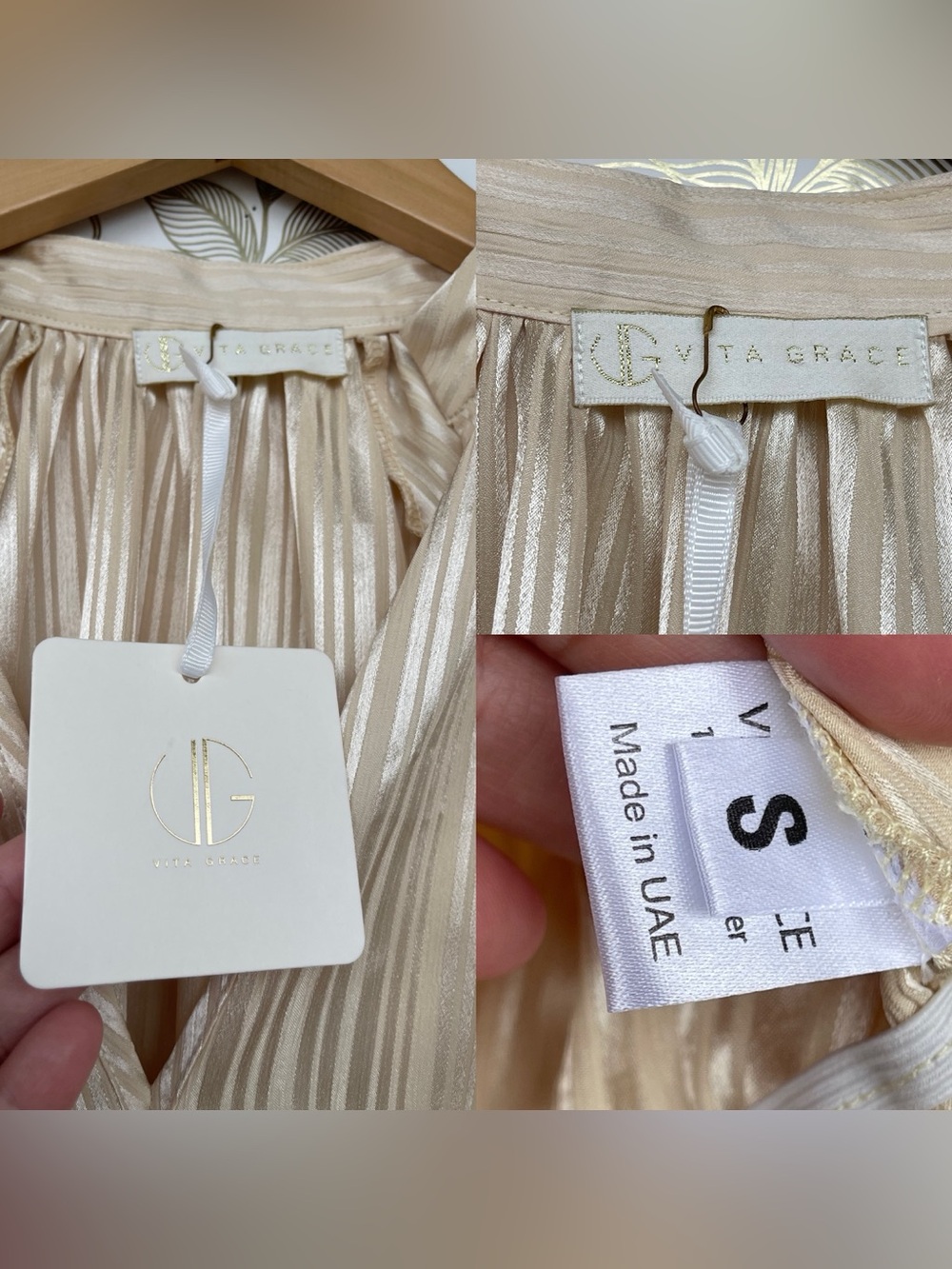 NWT Vita Grace Satin Peplum Top & Asymmetric Skirt Set S/M Champagne Luxury - Picture 13 of 13